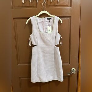 7 For All Mankind Cream Cut-Out Mini Dress